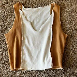Tan and white crop top